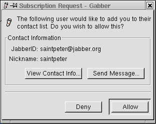 Receiving a subscription request in Gabber